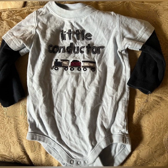 Gymboree Boys Train Cotton onesie long sleeve tee - Picture 1 of 4